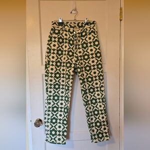 PacSun Green and Cream Floral Straight Leg Jeans